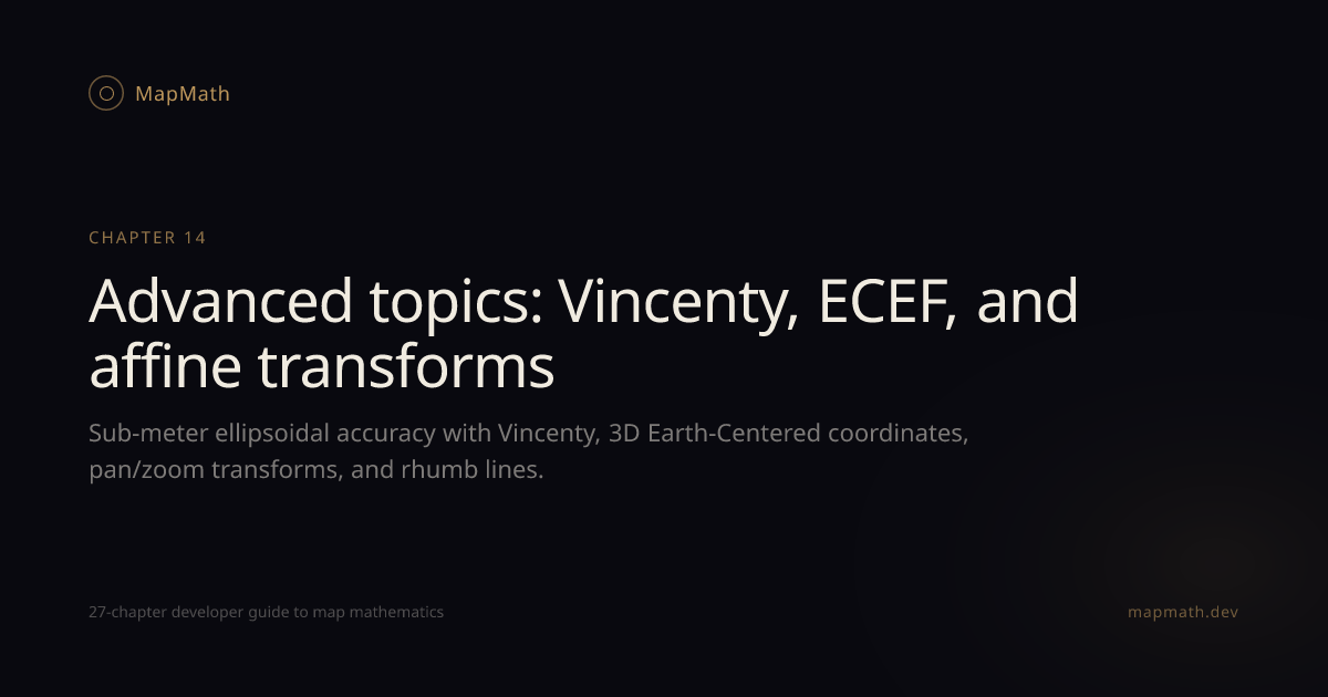 Advanced topics: Vincenty, ECEF, and affine transforms · MapMath · MapMath
